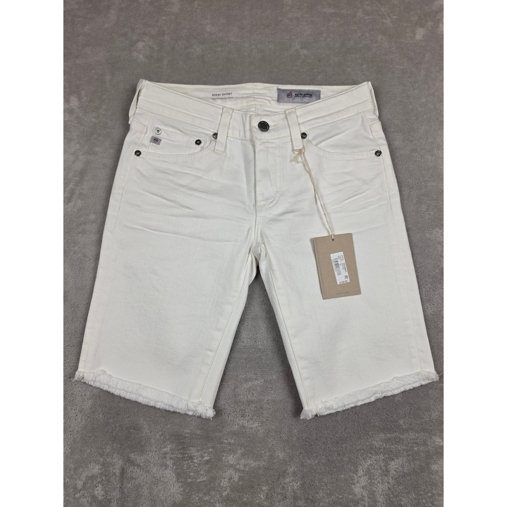 AG Adriano Goldschmied Nikki Shorts Womens 23 White Relaxed Skinny Raw Hem Denim